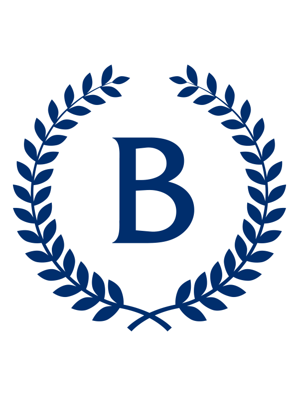Barnard College logo with "B" inside a circle of laurel leaves